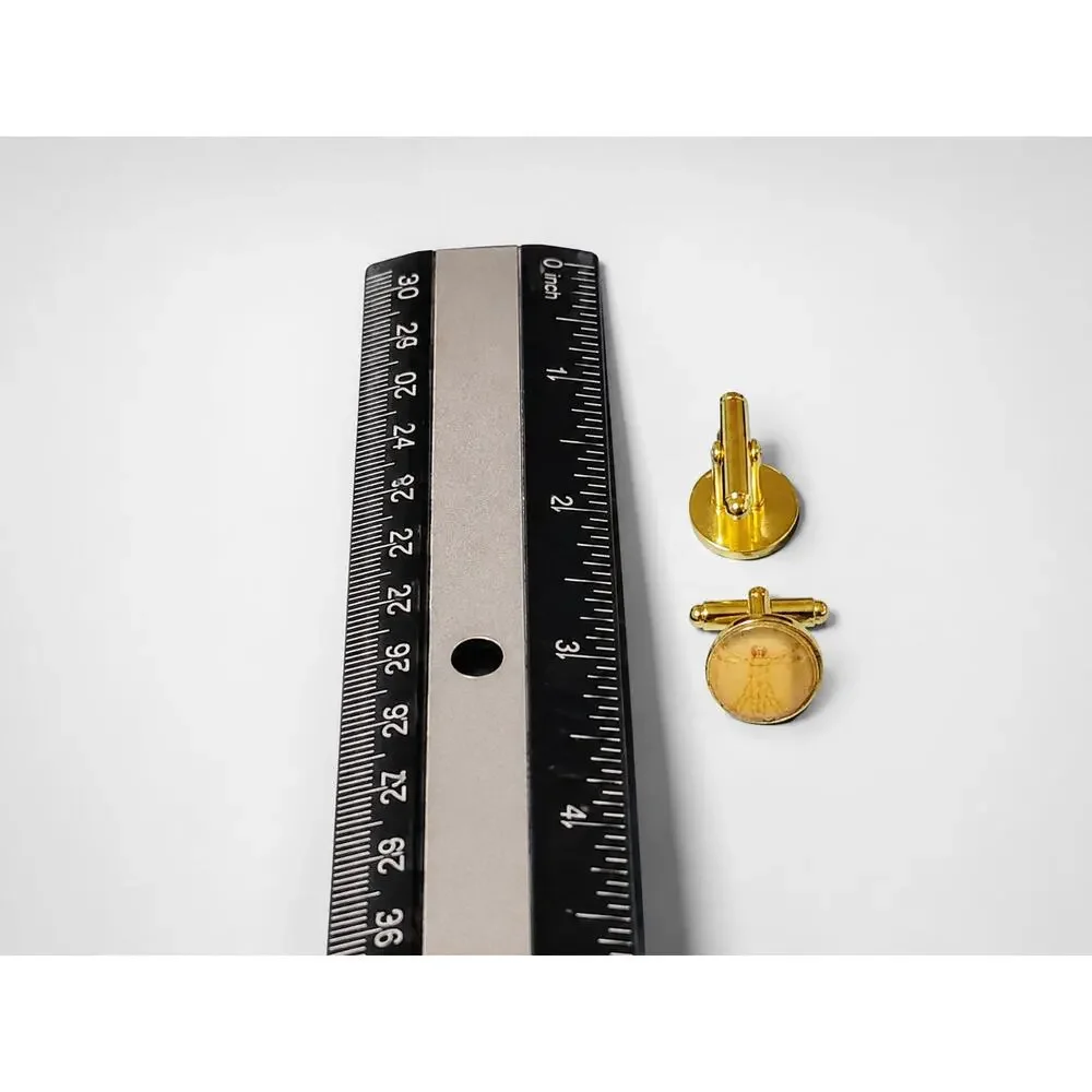 Michelangelo Cuff Links Gold Tone Round Sepia Body Map Lucite .5
